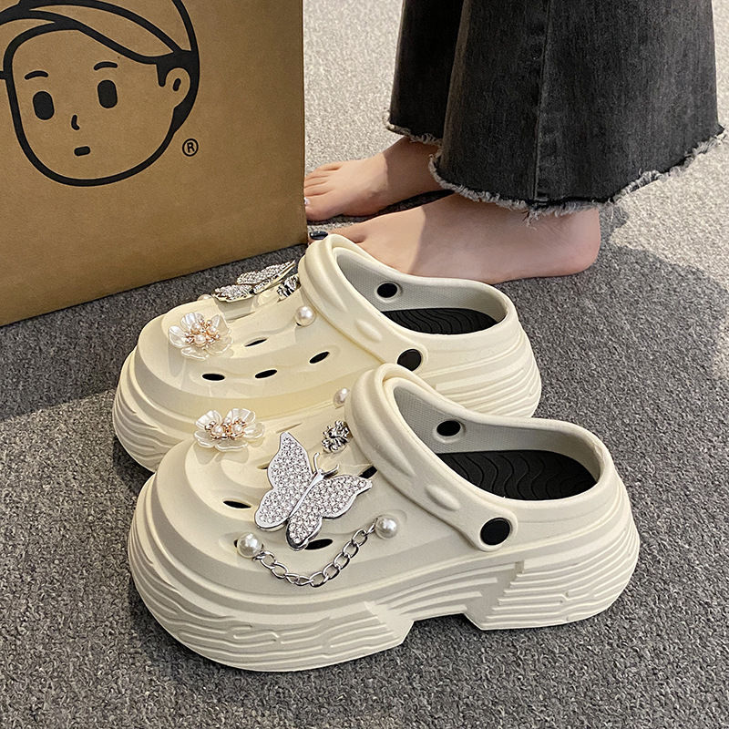 Miniatura: Fashion Beach Garden Shoes DIY Women's Hole Shoes 8cm Sandal Slippers Cartoon Ac