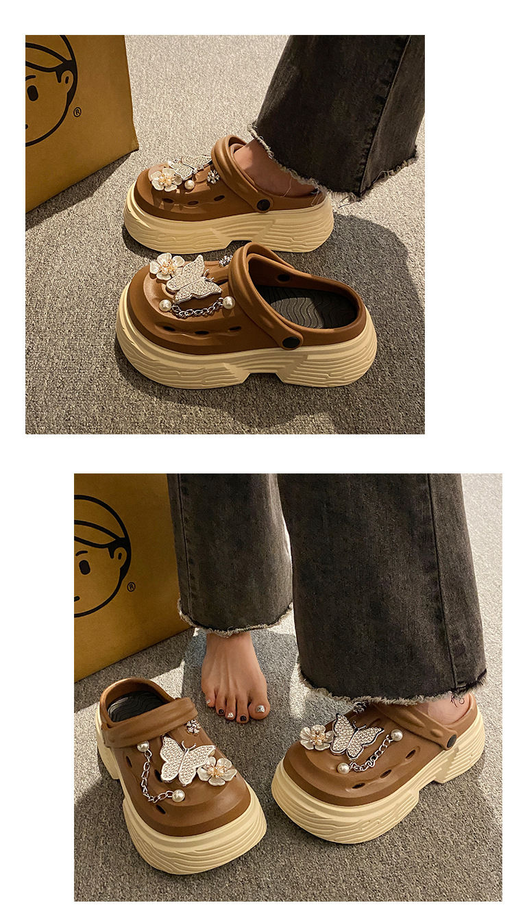 Miniatura: Fashion Beach Garden Shoes DIY Women's Hole Shoes 8cm Sandal Slippers Cartoon Ac