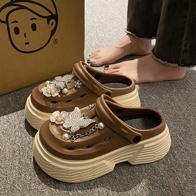 Miniatura: Fashion Beach Garden Shoes DIY Women's Hole Shoes 8cm Sandal Slippers Cartoon Ac