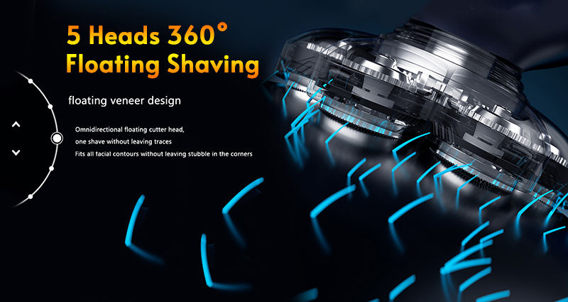 Miniatura: 5 In 1 Electric Shaver For Men Bald Head Hair Clipper Nose Trimmer Floating 5 Bl