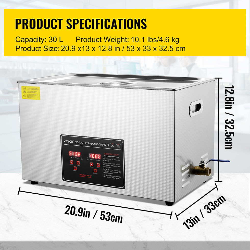Miniatura: VEVOR 2L 3L 6L 10L 22L 30L Ultrasonic Cleaner Stainless Steel Portable Heated Cl