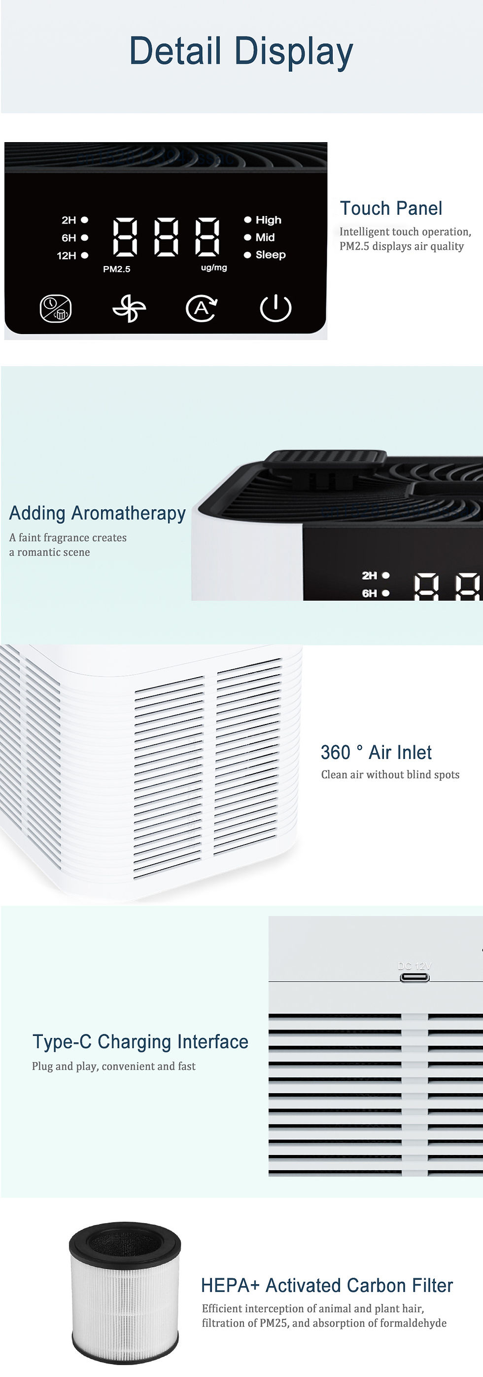Miniatura: Air Purifier Smoke Odor Negative Ion Generator with Aromatherapy Air Cleaner for