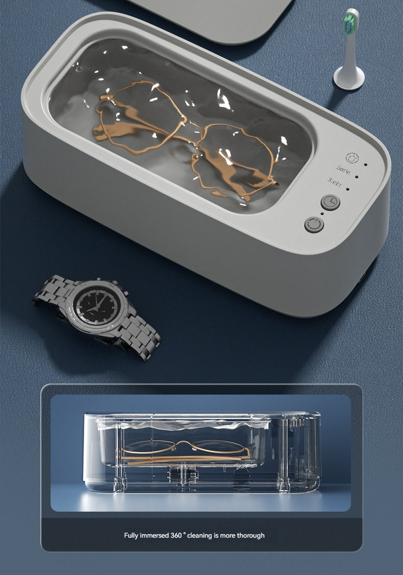 Miniatura: Vibrating ultrasonic glasses cleaning machine Electric 3 speed jewelry watch tim