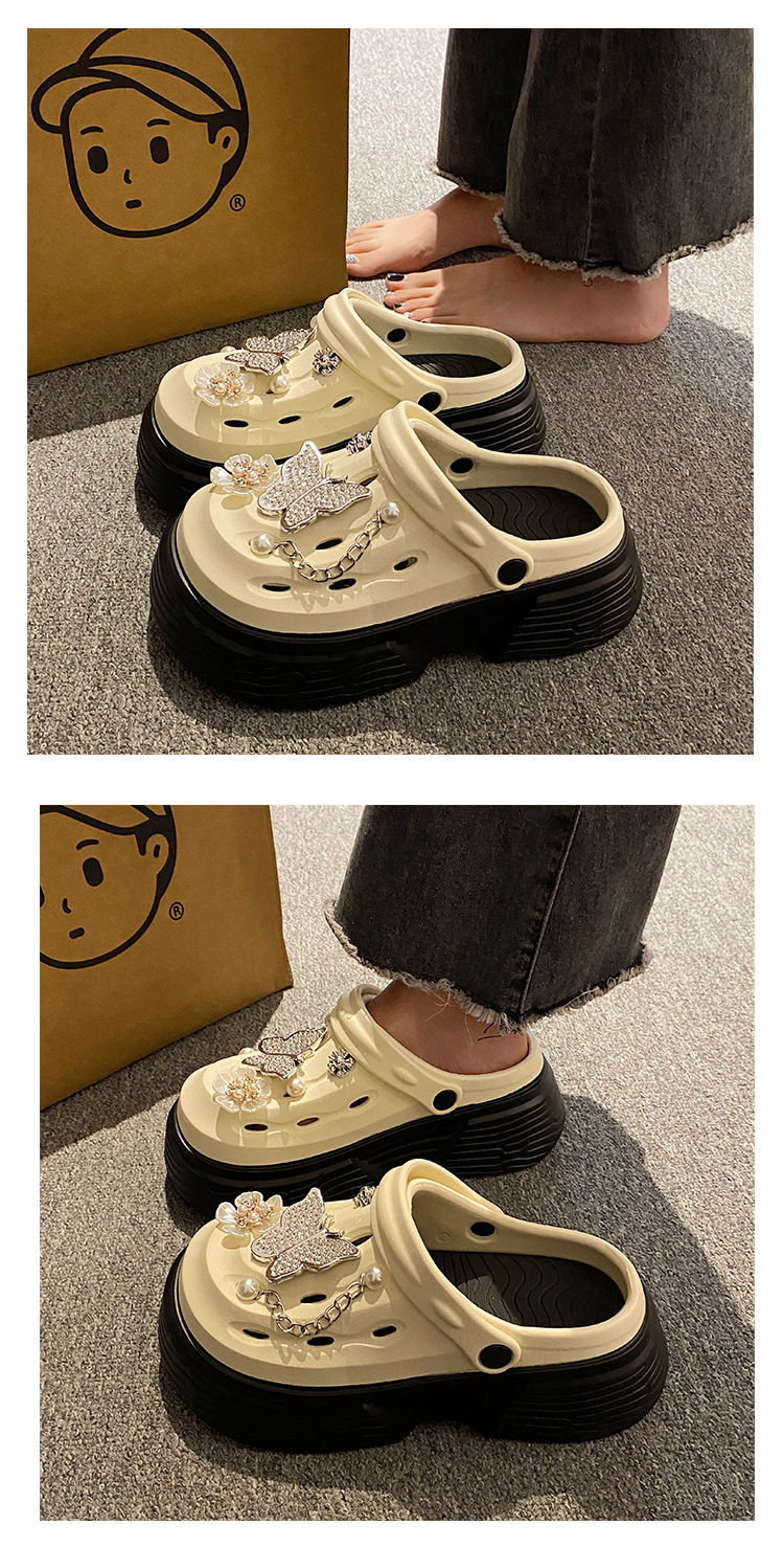 Miniatura: Fashion Beach Garden Shoes DIY Women's Hole Shoes 8cm Sandal Slippers Cartoon Ac