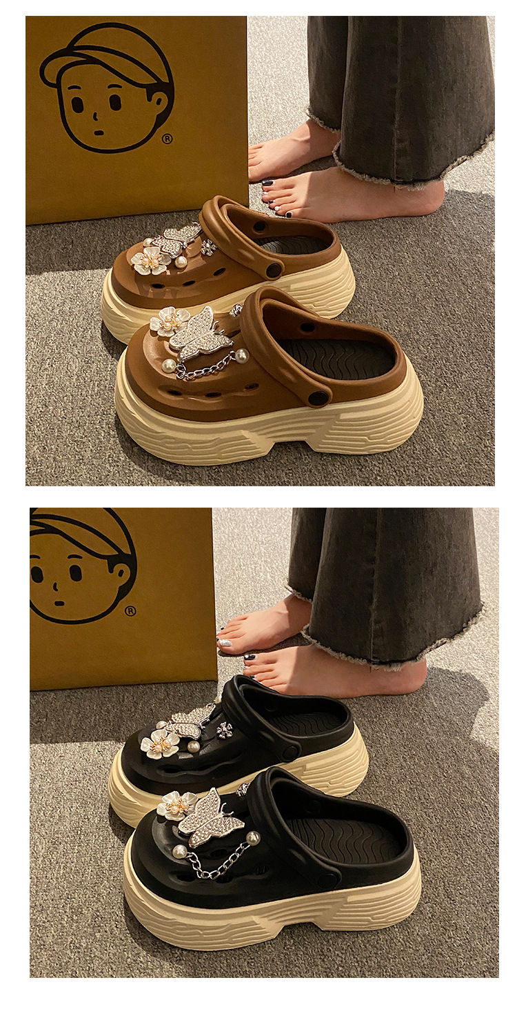 Miniatura: Fashion Beach Garden Shoes DIY Women's Hole Shoes 8cm Sandal Slippers Cartoon Ac
