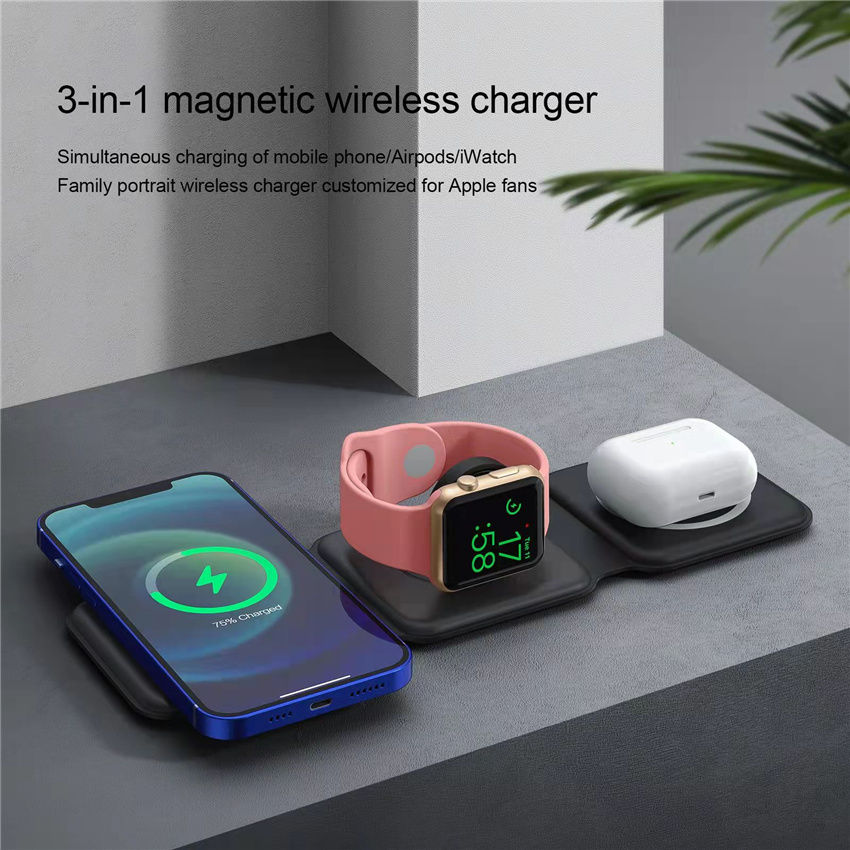 Miniatura: 3 in 1 Magnetic Portable Wireless Charger Pad for iPhone 15 14 13 12 Pro Max App