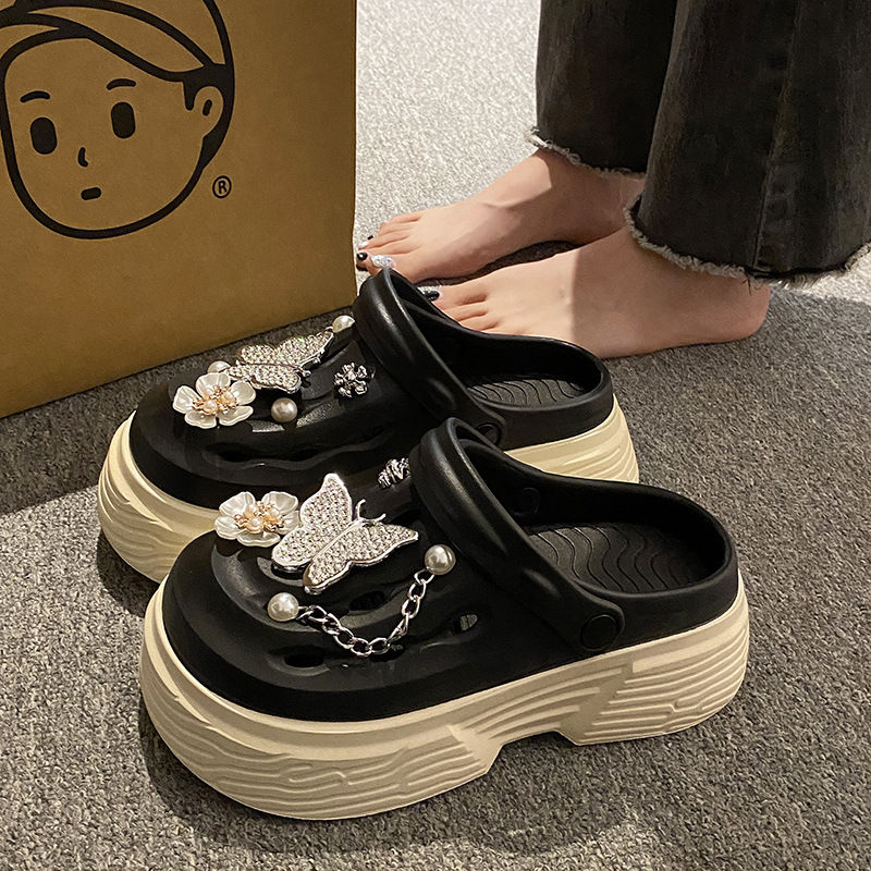 Miniatura: Fashion Beach Garden Shoes DIY Women's Hole Shoes 8cm Sandal Slippers Cartoon Ac