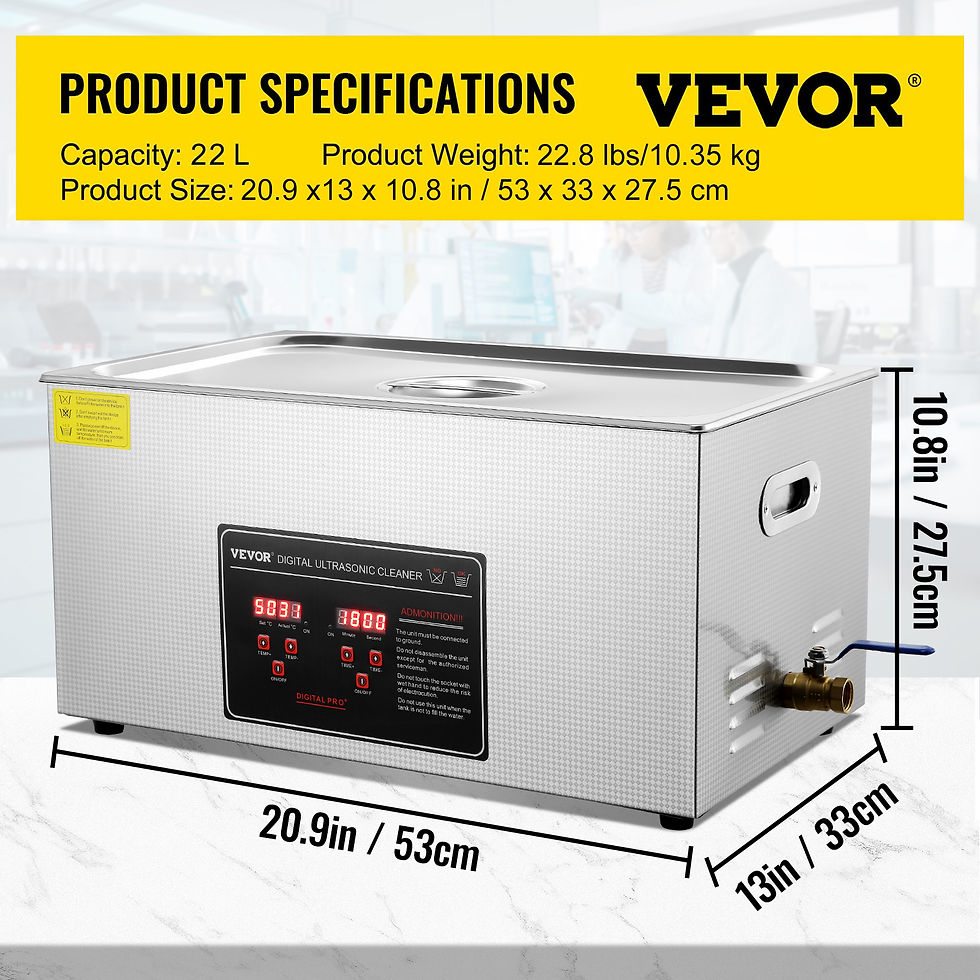 Miniatura: VEVOR 2L 3L 6L 10L 22L 30L Ultrasonic Cleaner Stainless Steel Portable Heated Cl