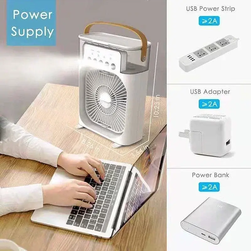 Miniatura: Portable 3 In 1 Humidifier Fan Mini Air Conditioners USB Mini fan LED Night Ligh