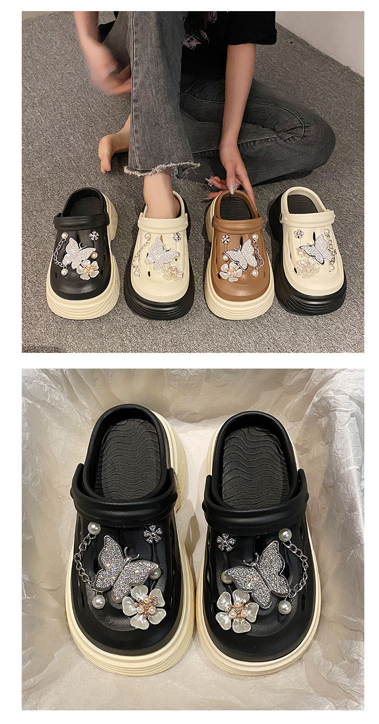 Miniatura: Fashion Beach Garden Shoes DIY Women's Hole Shoes 8cm Sandal Slippers Cartoon Ac