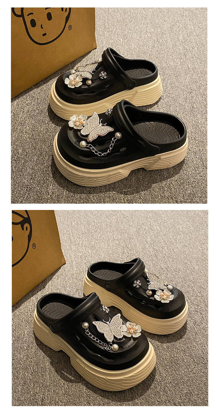 Miniatura: Fashion Beach Garden Shoes DIY Women's Hole Shoes 8cm Sandal Slippers Cartoon Ac
