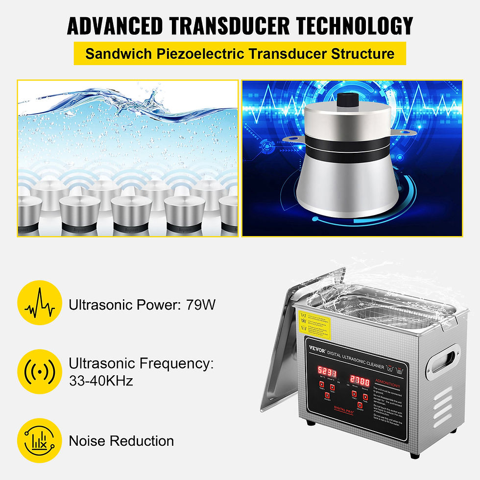 Miniatura: VEVOR 2L 3L 6L 10L 22L 30L Ultrasonic Cleaner Stainless Steel Portable Heated Cl