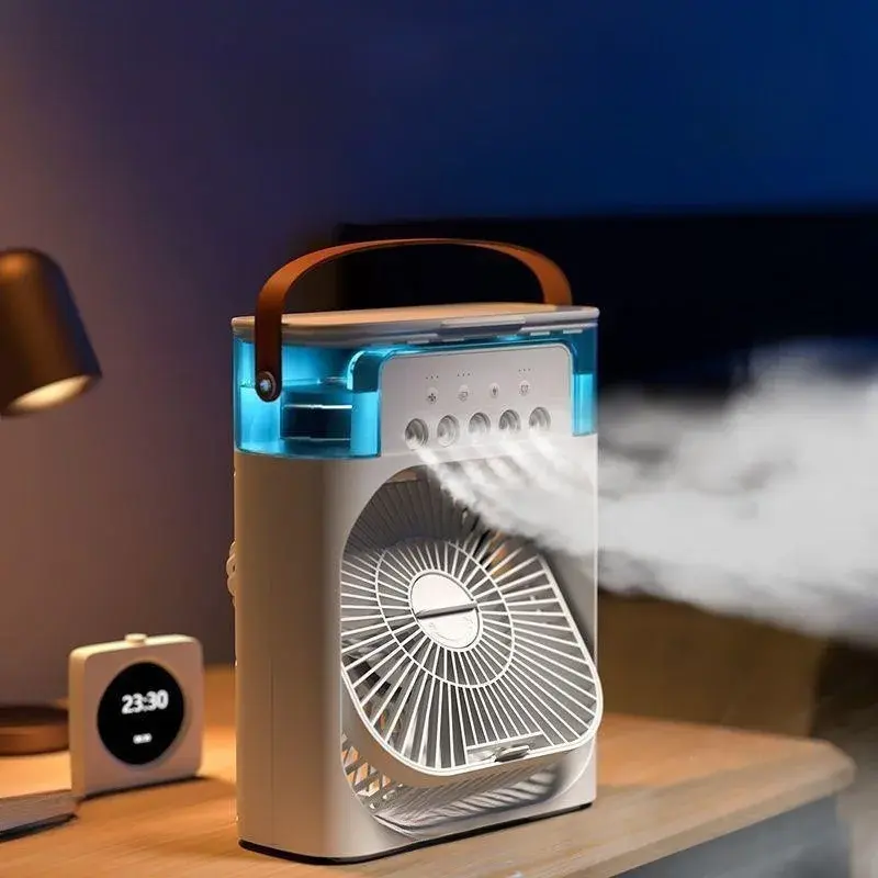 Miniatura: Portable 3 In 1 Humidifier Fan Mini Air Conditioners USB Mini fan LED Night Ligh