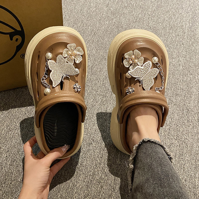 Miniatura: Fashion Beach Garden Shoes DIY Women's Hole Shoes 8cm Sandal Slippers Cartoon Ac