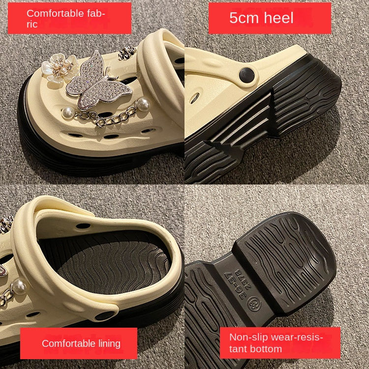 Miniatura: Fashion Beach Garden Shoes DIY Women's Hole Shoes 8cm Sandal Slippers Cartoon Ac