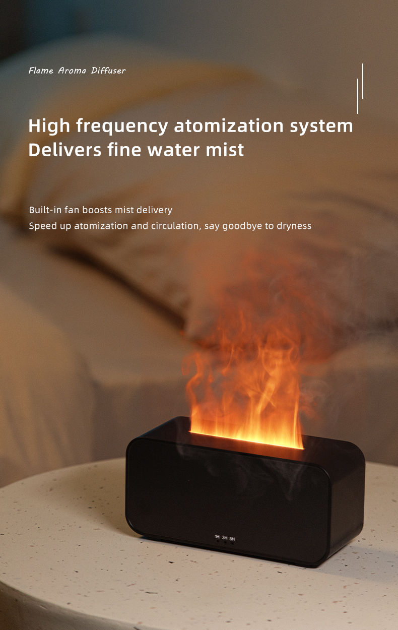 Miniatura: New Simulation Flame Aromatherapy Machine Mini Air Humidifier LED Colorful Light