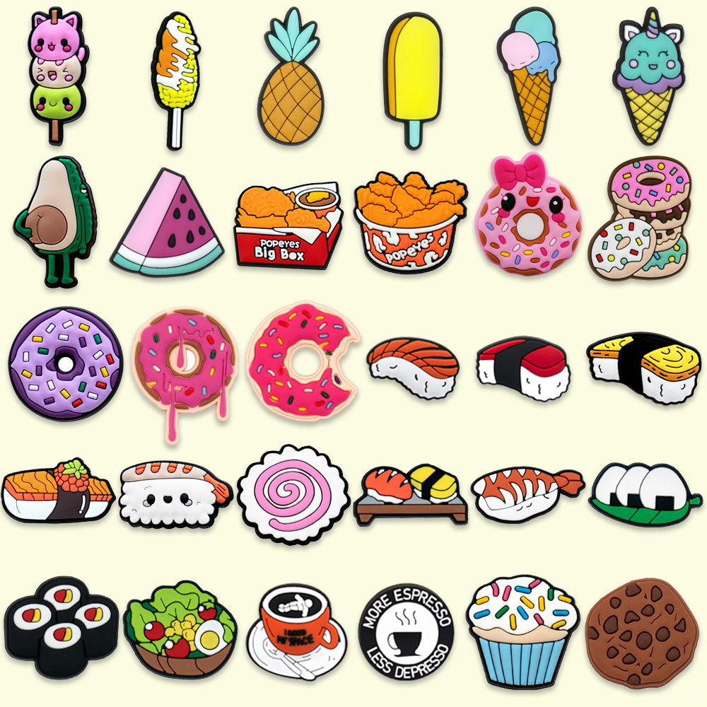1pcs PVC Delicious Food Shoe Charms Sushi Salads Shoe Decorations Pins for Women
