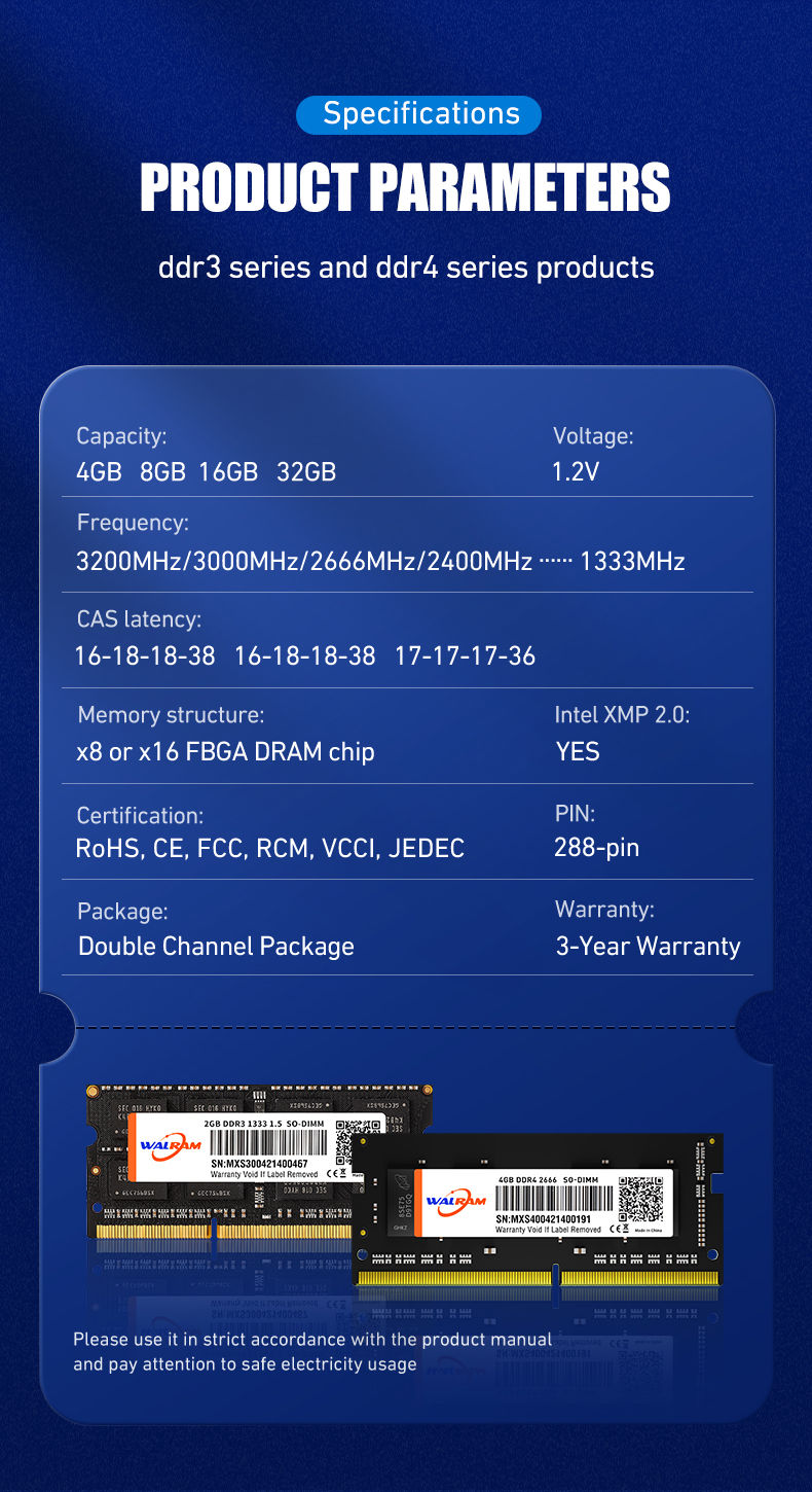 Miniatura: WALRAM DDR3L Ram 8G 1600 1333MHz 1866MHz memoria ram DDR4 16gb 2400 2666 3200mhz