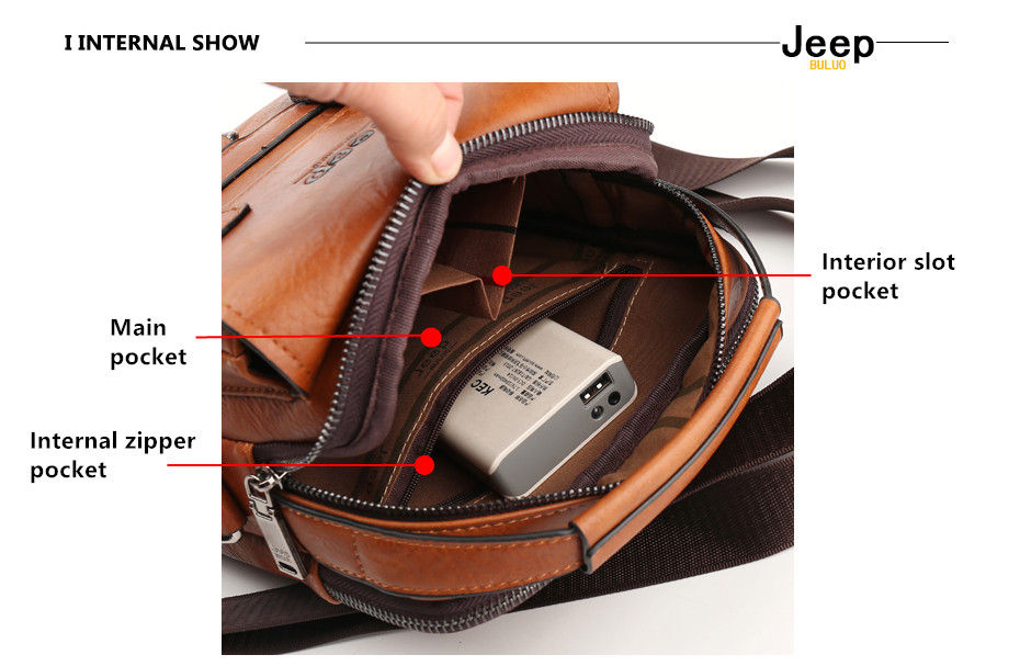 Miniatura: JEEP BULUO Multi-function Business Handbags Men New Man's Shoulder Bag Large Cap