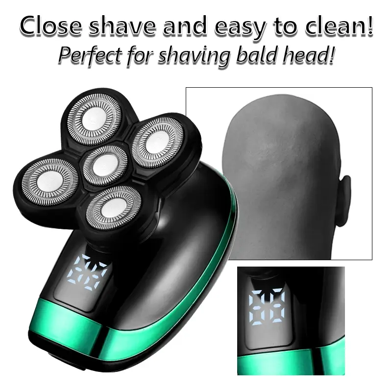 Miniatura: 5 In 1 4D Men's Rechargeable Bald Head Electric Shaver 5 Floating Heads Beard No