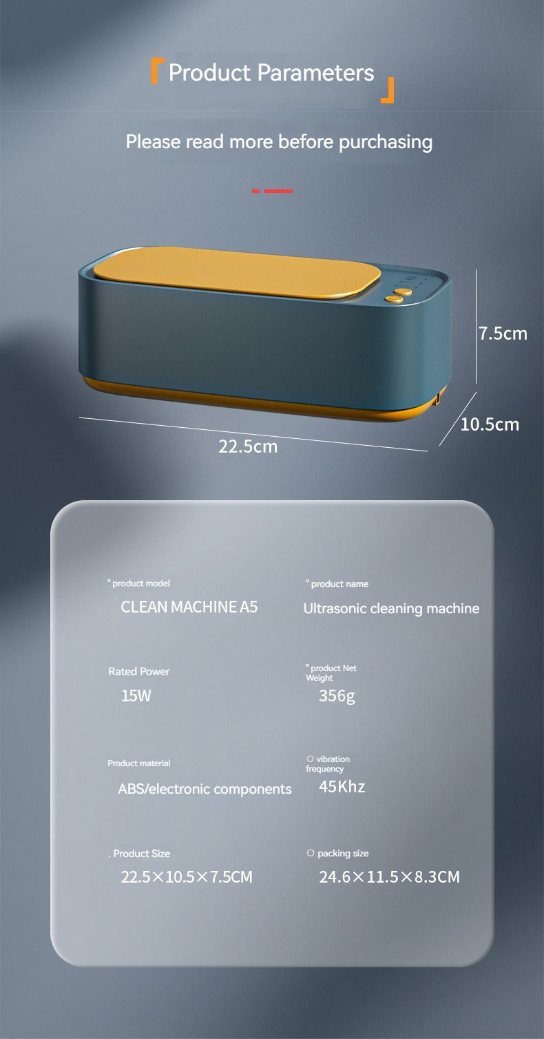 Miniatura: Vibrating ultrasonic glasses cleaning machine Electric 3 speed jewelry watch tim