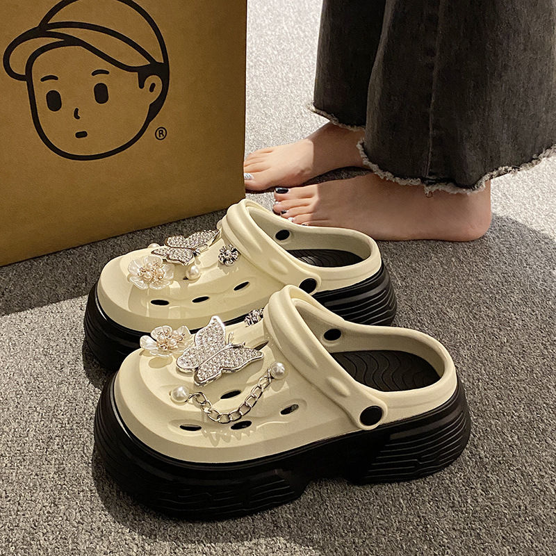 Miniatura: Fashion Beach Garden Shoes DIY Women's Hole Shoes 8cm Sandal Slippers Cartoon Ac