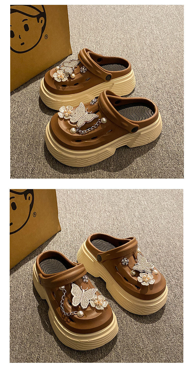 Miniatura: Fashion Beach Garden Shoes DIY Women's Hole Shoes 8cm Sandal Slippers Cartoon Ac