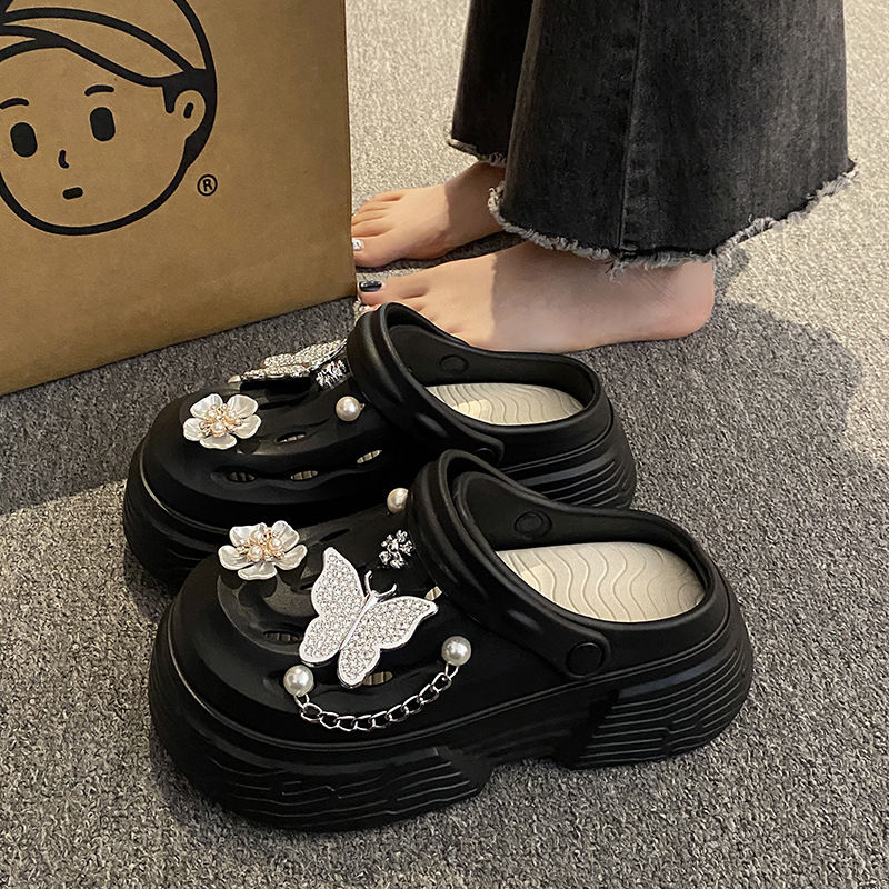 Miniatura: Fashion Beach Garden Shoes DIY Women's Hole Shoes 8cm Sandal Slippers Cartoon Ac