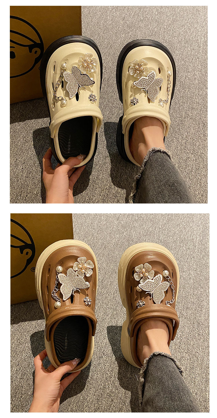 Miniatura: Fashion Beach Garden Shoes DIY Women's Hole Shoes 8cm Sandal Slippers Cartoon Ac