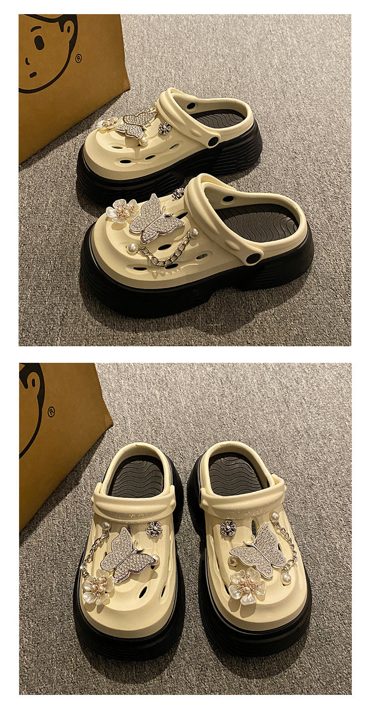 Miniatura: Fashion Beach Garden Shoes DIY Women's Hole Shoes 8cm Sandal Slippers Cartoon Ac