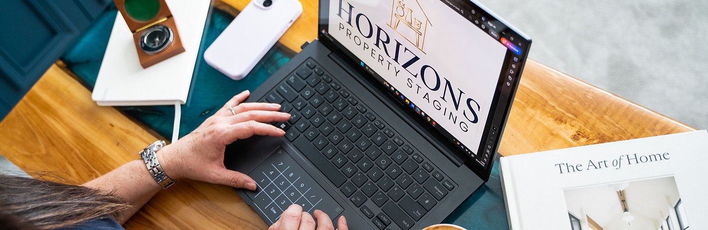 Laptop with Horizons Property Staging Logo