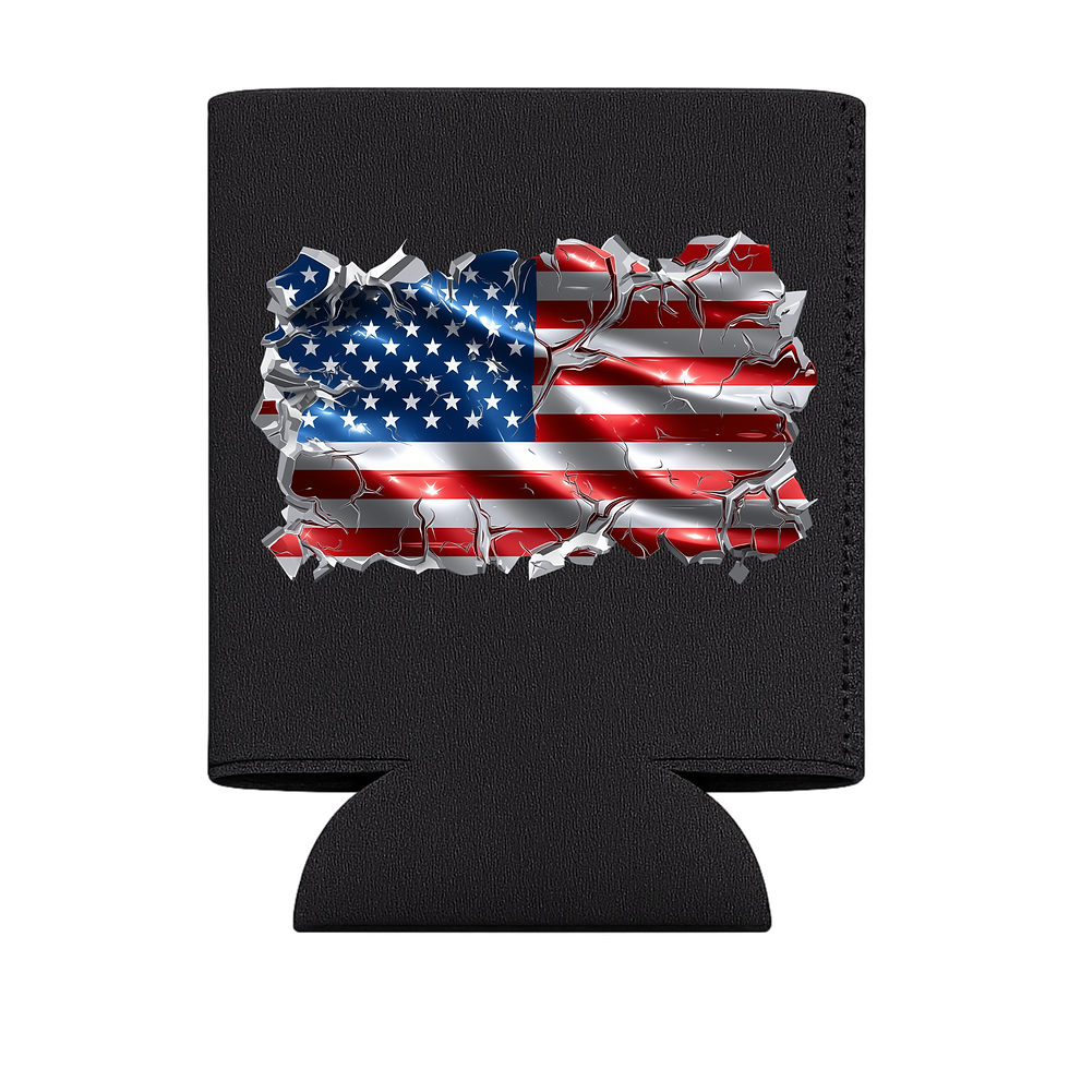 Thumbnail: Patriotic Can Cooler | 12oz Drink Sleeve | Eagle Liberty Bell American Flag Deer