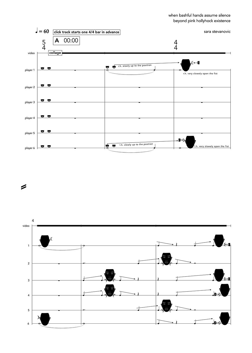 Thumbnail: PRINT SCORE [A4] | when bashful hands assume silence b. pink hollyhock existence