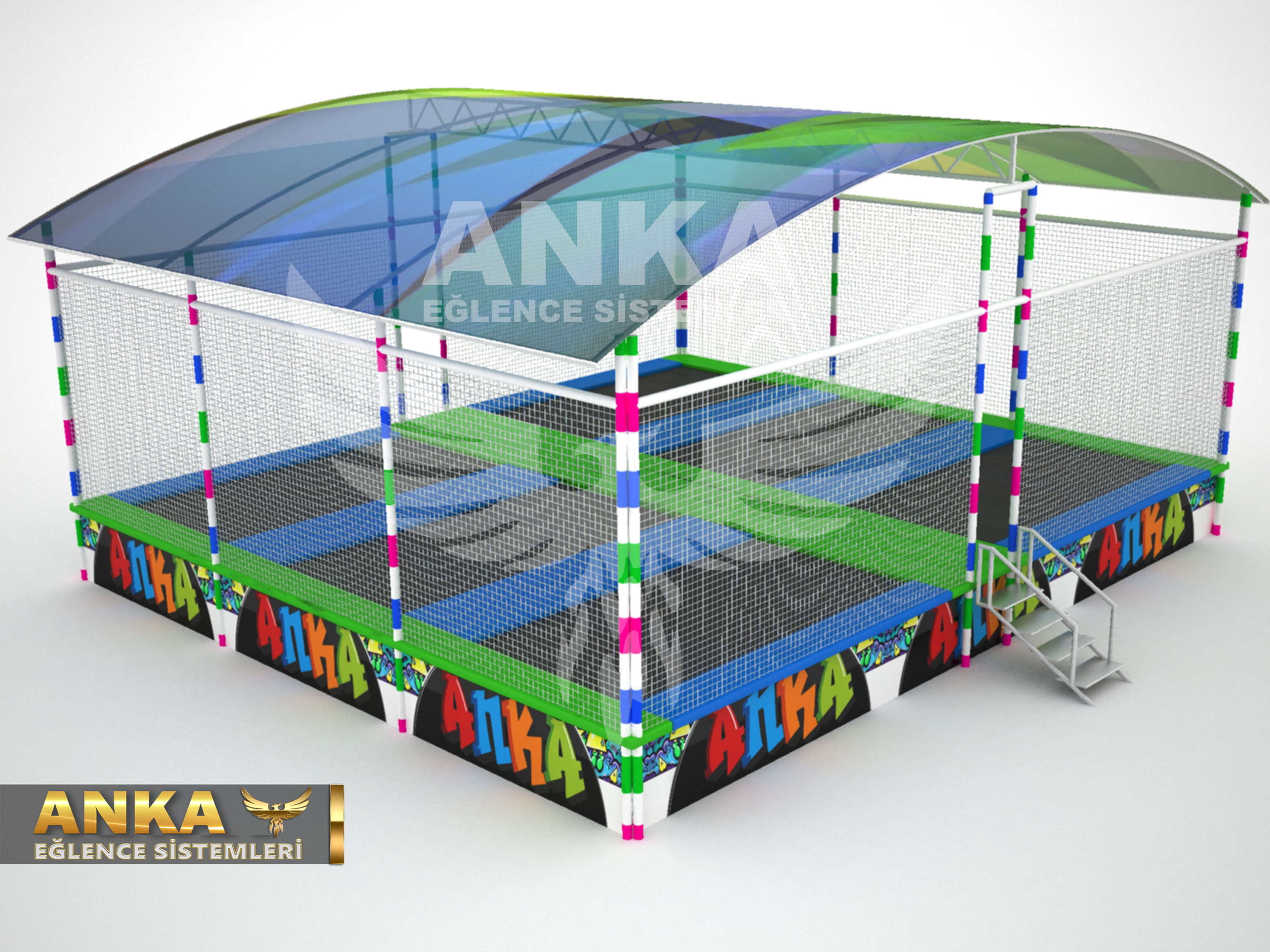 6 Lı Olimpik Çatılı Trambolin