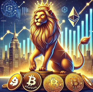 DALL·E 2024-12-22 09.32.45 - An illustration for a blog post titled 'Why LionessCoin is the Next Big Thing in Memecoins.' A majestic lioness with a glowing golden crown, standing .webp