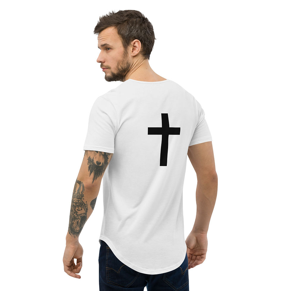 Miniatura: ALL2GOD Men's Curved Hem T-Shirt