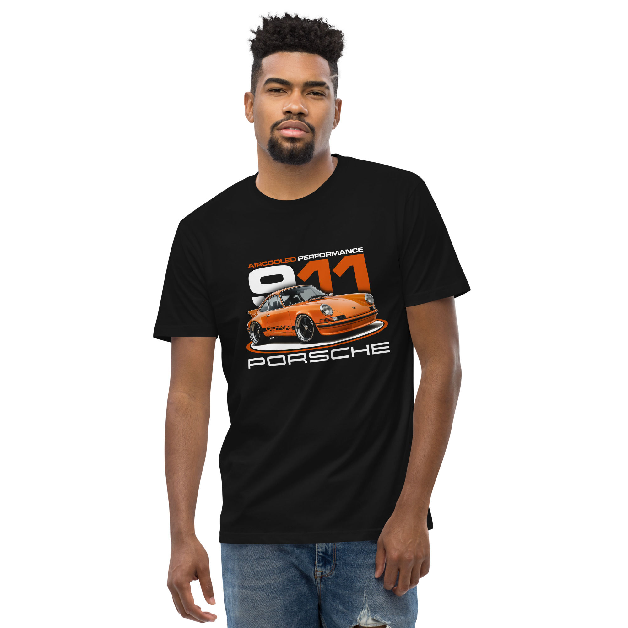Men's 100% Cotton Tee "911 CARRERA RS" Large Front Print
