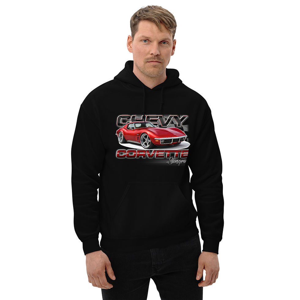 Thumbnail: Unisex Hoodie "CORVETTE STINGRAY" Large Front Print
