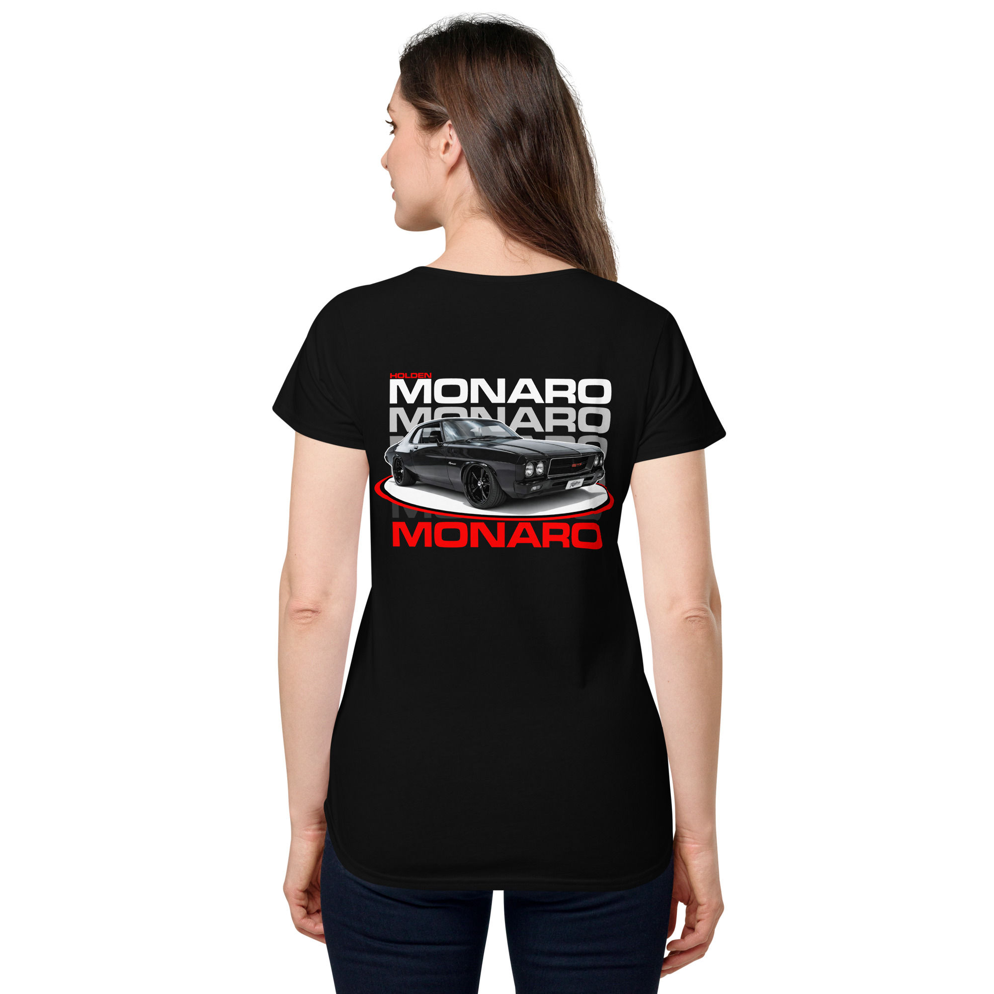 Women’s 100% Cotton Tee "MONARO MONARO" Large BACK Print