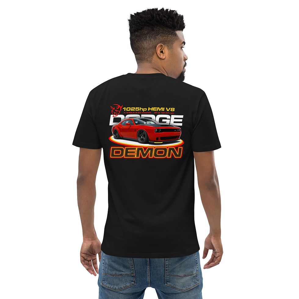 Thumbnail: Men's 100% Cotton Tee "DEMON" Large BACK Print
