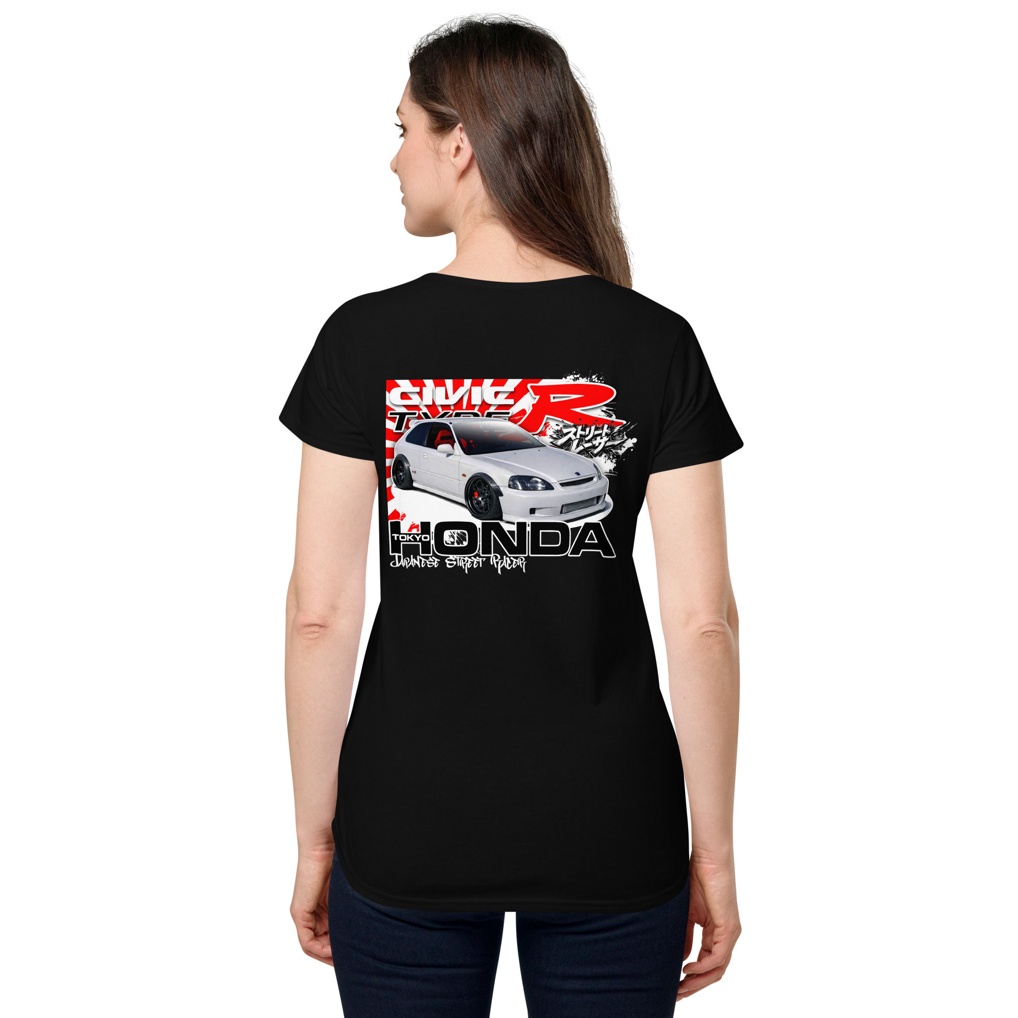 Women's 100% Cotton Tee "CIVIC TYPE-R" Large BACK Print