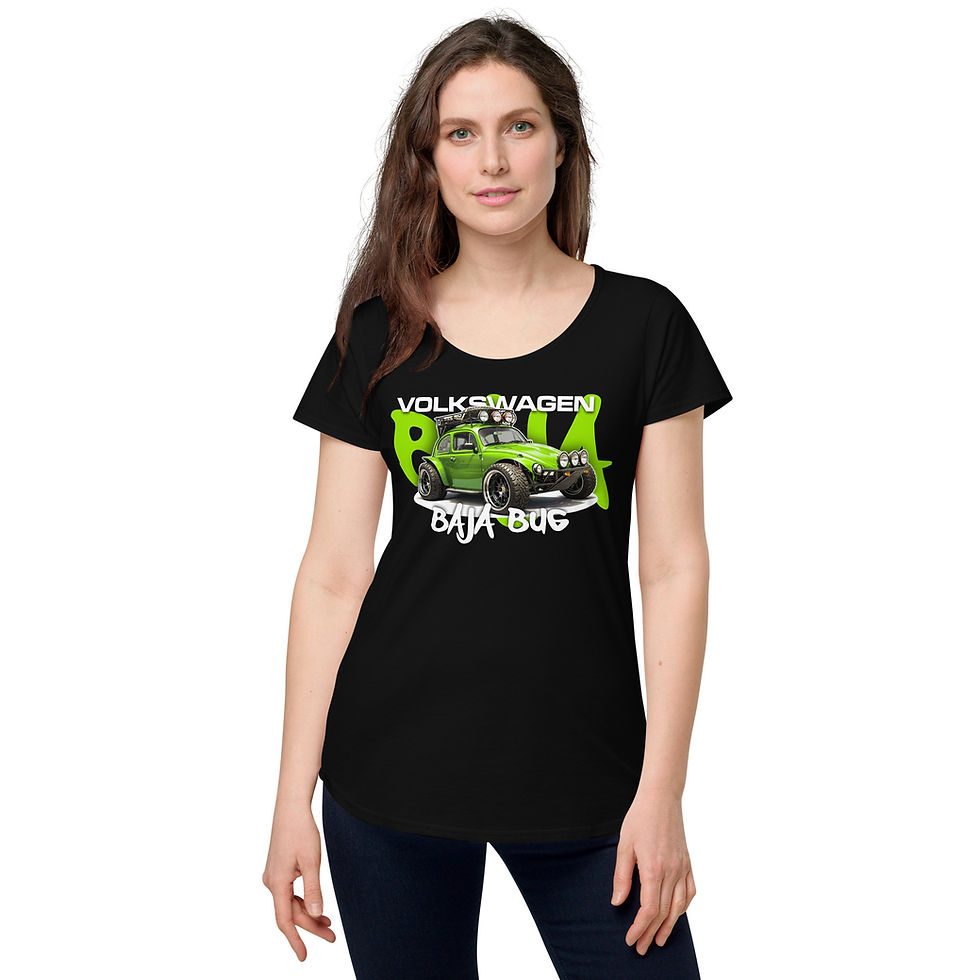 Thumbnail: Women's 100% Cotton Tee "BAJA" Large Front Print