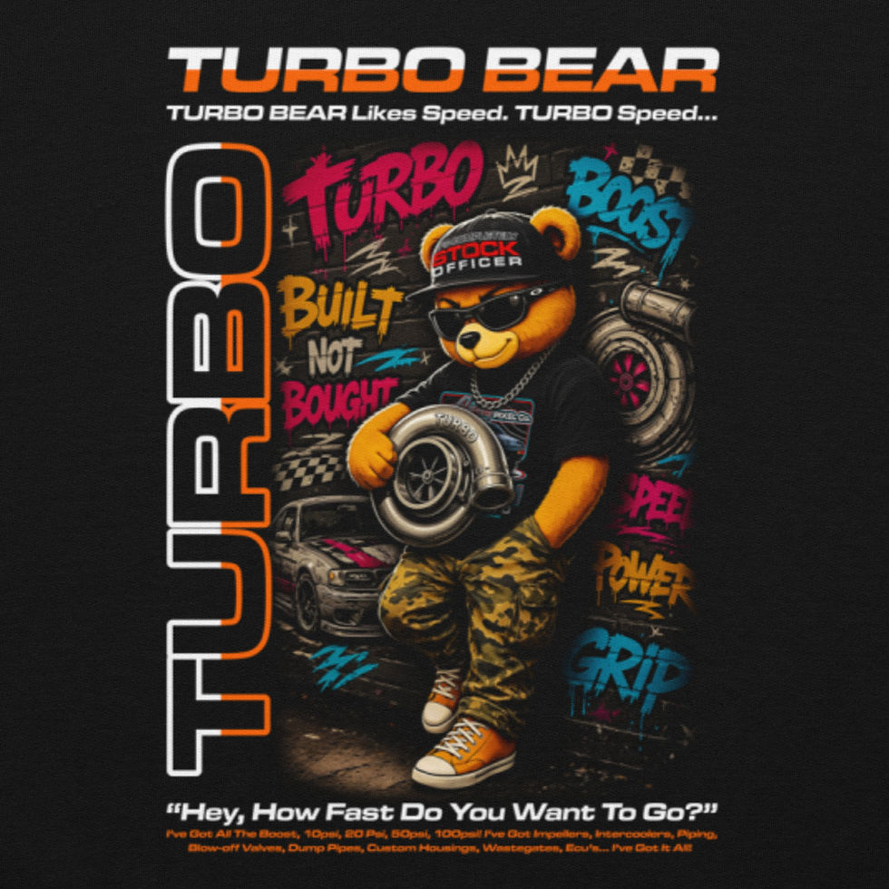 Thumbnail: Unisex Hoodie "TURBO BEAR" Print Front, Back, Both Sleeves
