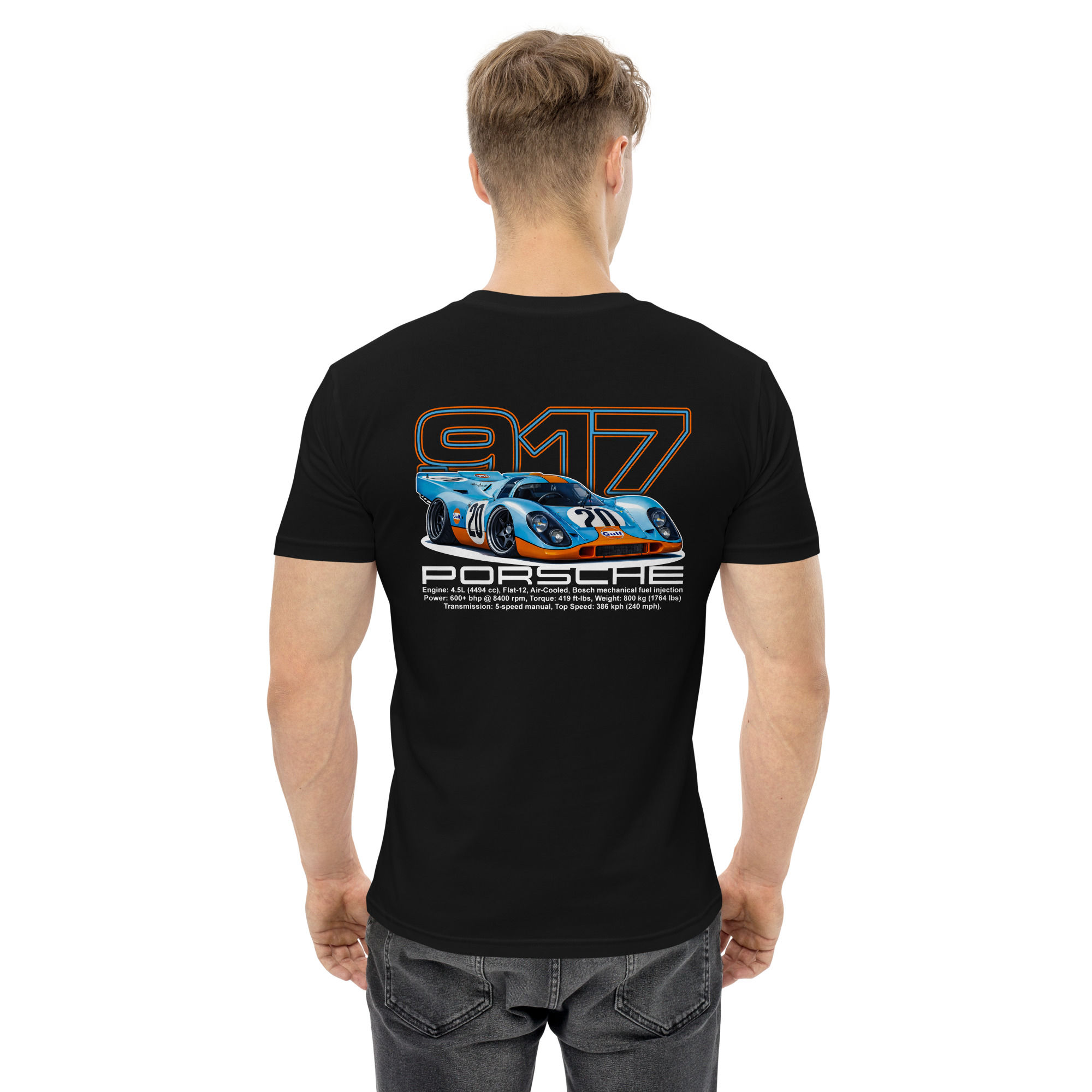 Men's 100% Cotton Tee "917" Large BACK Print