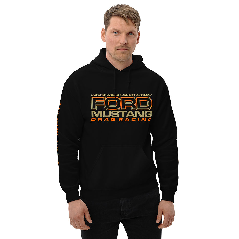 Thumbnail: Unisex Hoodie "MUSTANG DRAG RACING" Print Front, Back, Both Sleeves