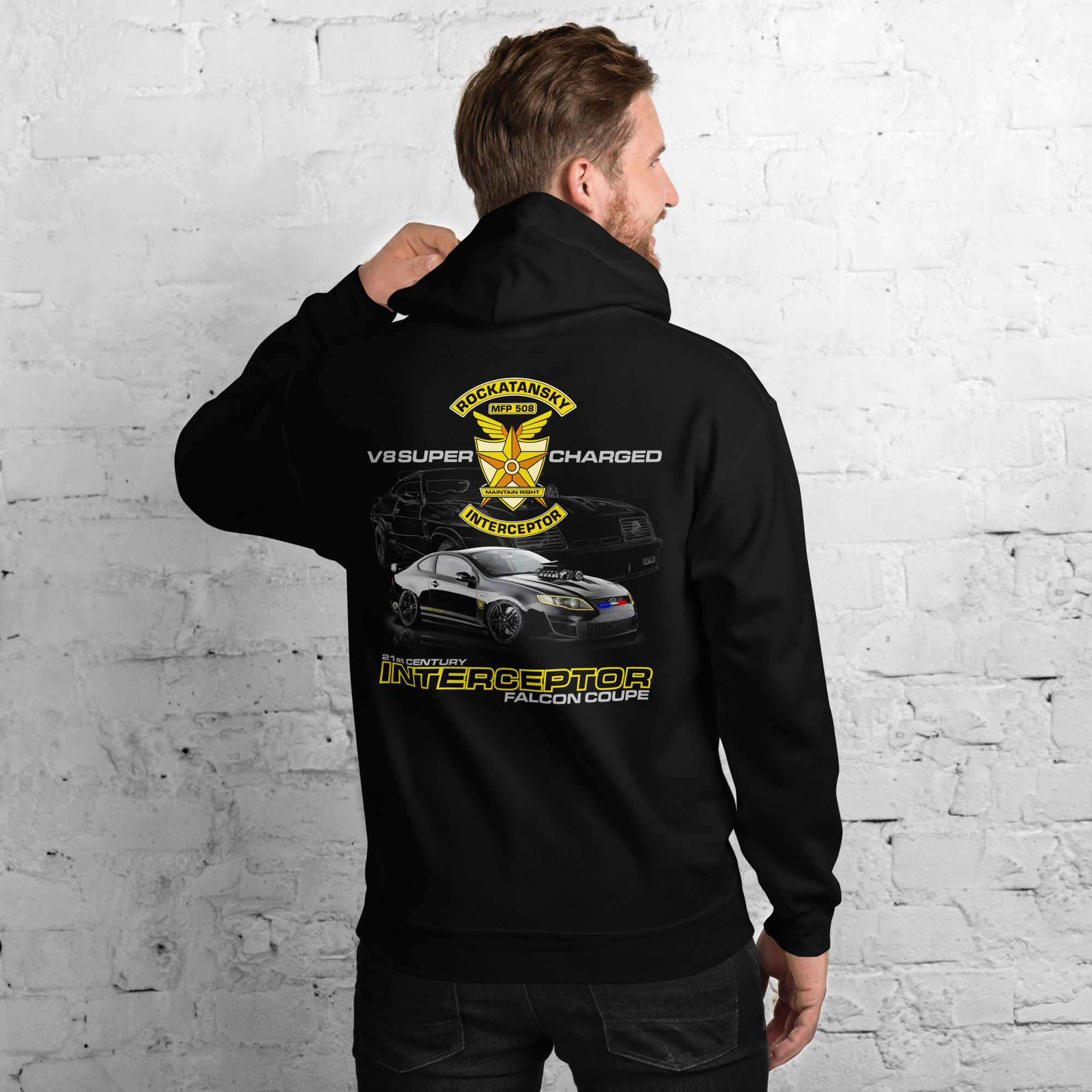 Unisex Hoodie "INTERCEPTOR" Large BACK Print