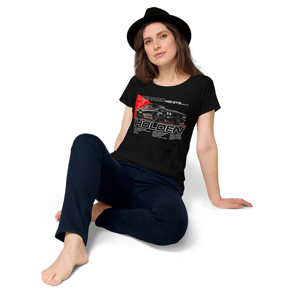 Thumbnail: Women’s round neck tee 100% Cotton "HQ MONARO WIDEBODY" Front & Back Print