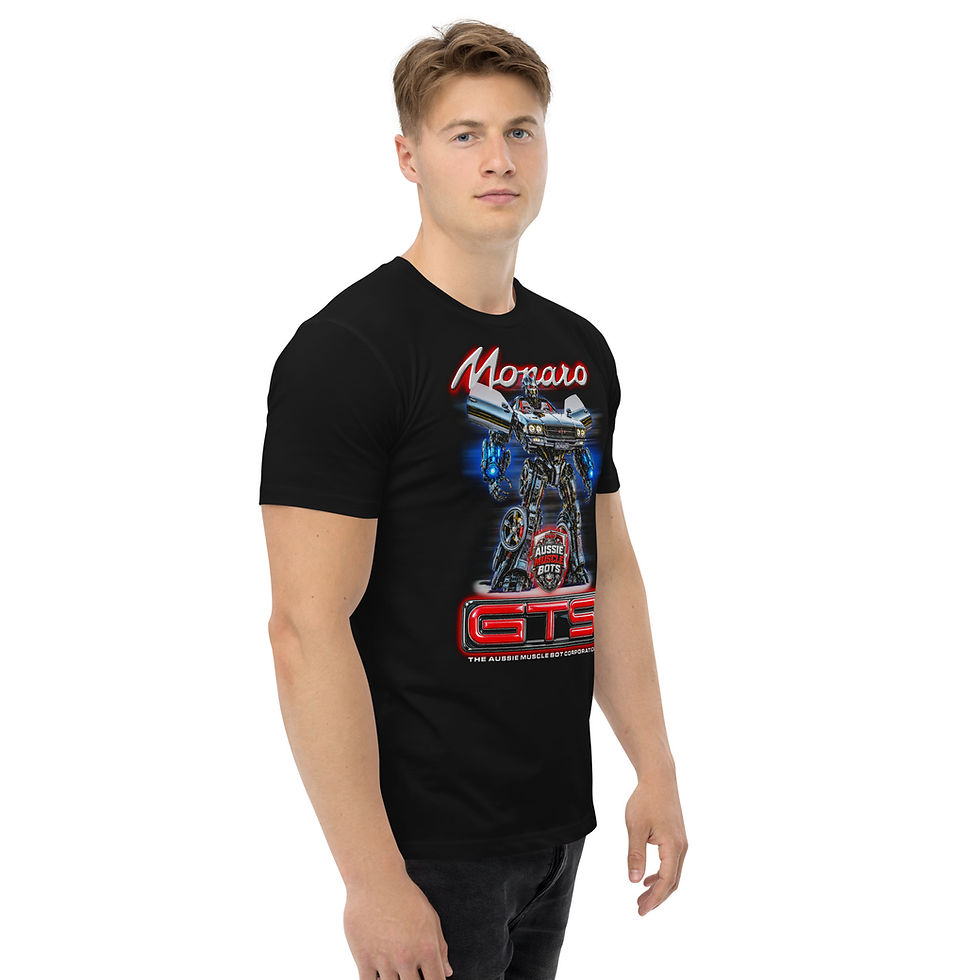 Thumbnail: Men's 100% Cotton Tee "MONARO MUSCLE BOT" Large Front Print