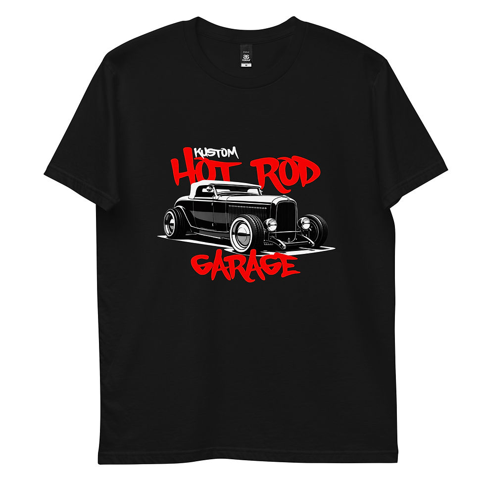 Thumbnail: Men's 100% Cotton Tee "HOT-ROD-GARAGE-01" Large Front Print