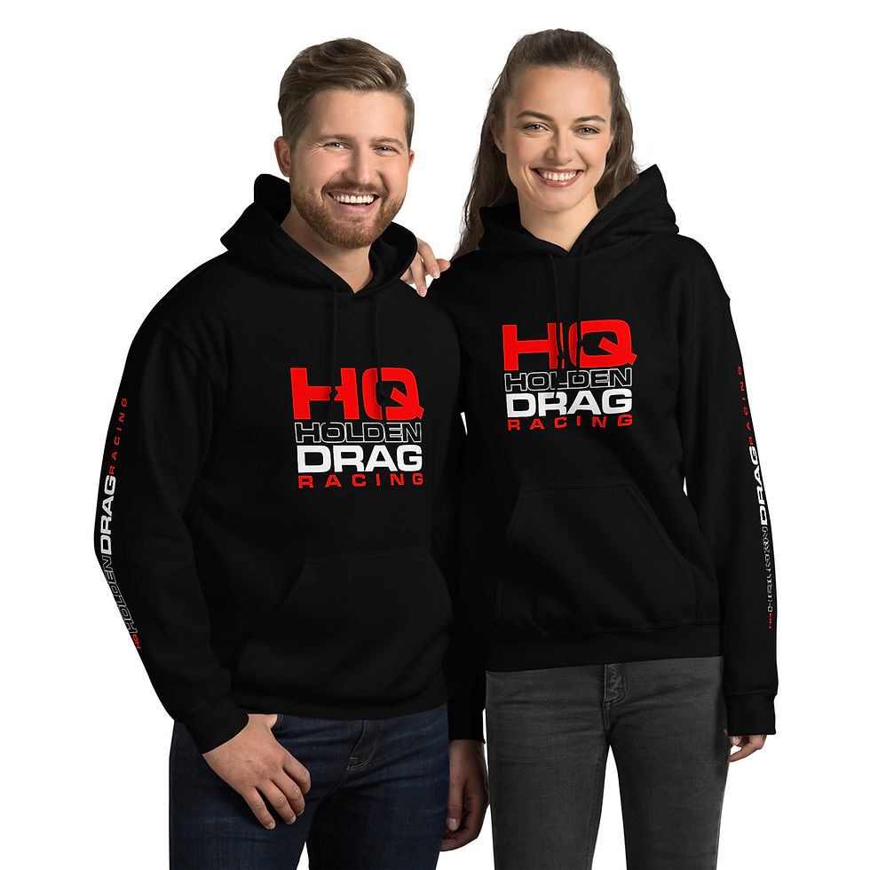 Thumbnail: Unisex Hoodie "HQ DRAG RACING" Print Front, Back, Both Sleeves